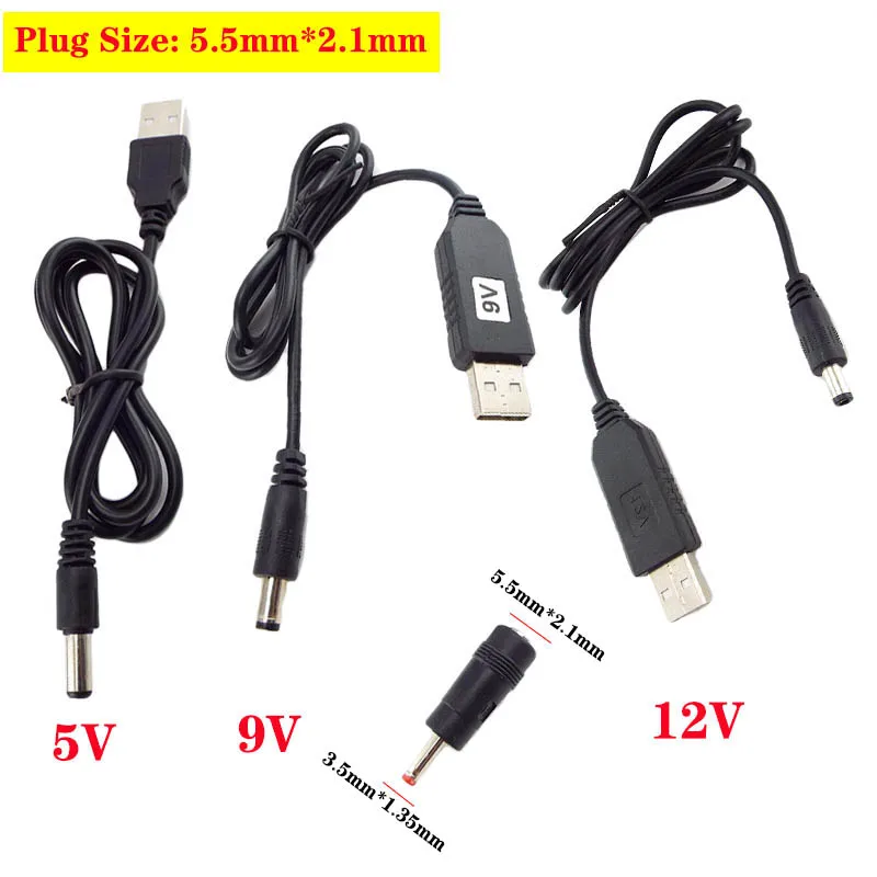 Universal USB to DC Power Boost Adapter Cable with Step-Up Voltage Converter 5.5mm/3.5mm Plug