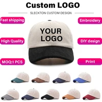 SLECKTON Logo Custom Baseball Cap for Men and Women Brand Design DIY Embroidery Print Summer Sun Hat Corduroy Unisex Wholesale 1