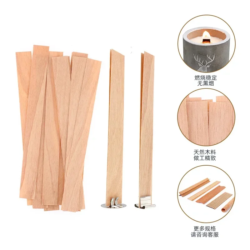 Candle Wick Candle Making Kit 20pcs Wooden Candle Wick with Base DIY Smokeless CandleWick Cores for Paraffin Candle Jar Making Supplies