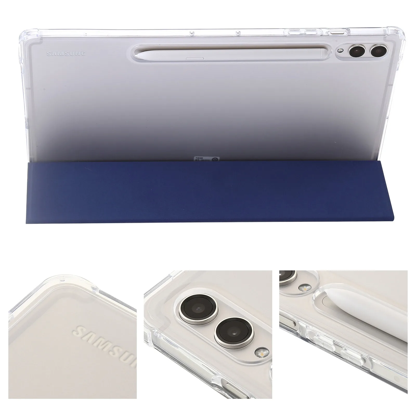 Trifold PU Leather Stand Cover with Transparent Back Shell