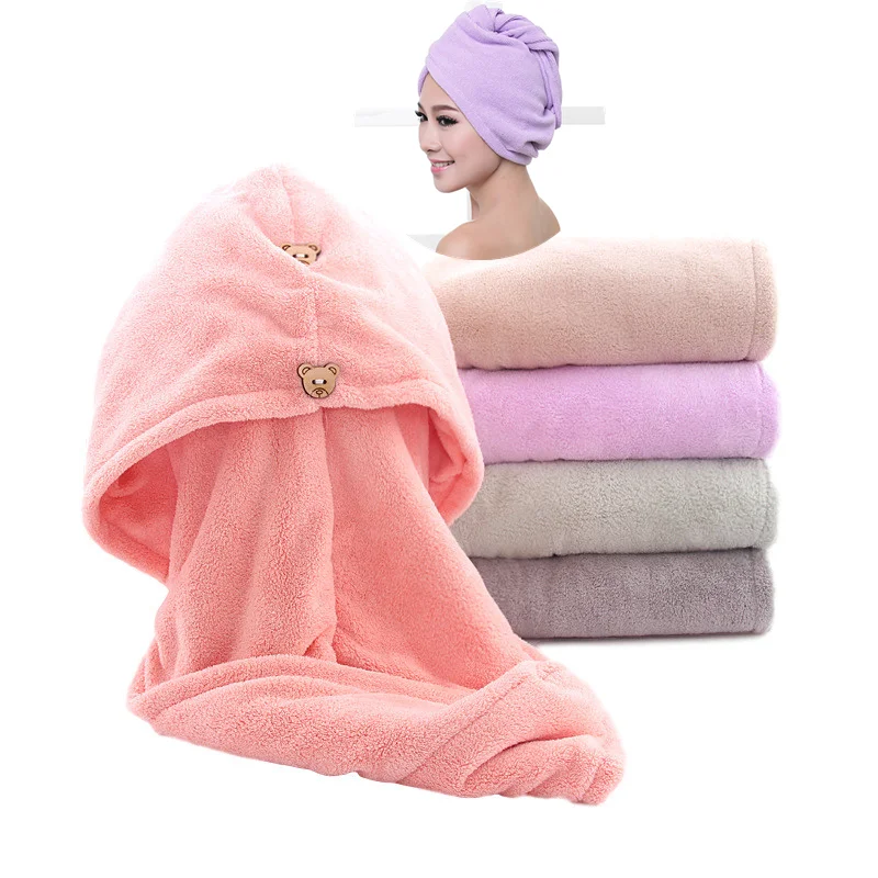 Strong absorbent girl's magic microfiber shower cap bath towel cap women dry hair cap quick dry
