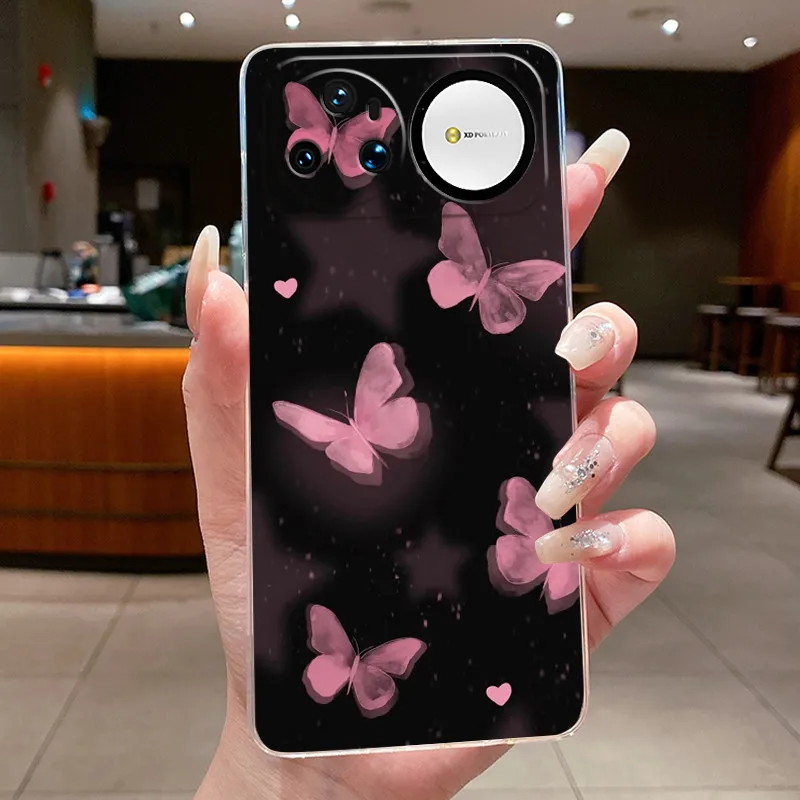 Clear Luxury Fashion Butterfly Flowers Soft TPU Phone Case