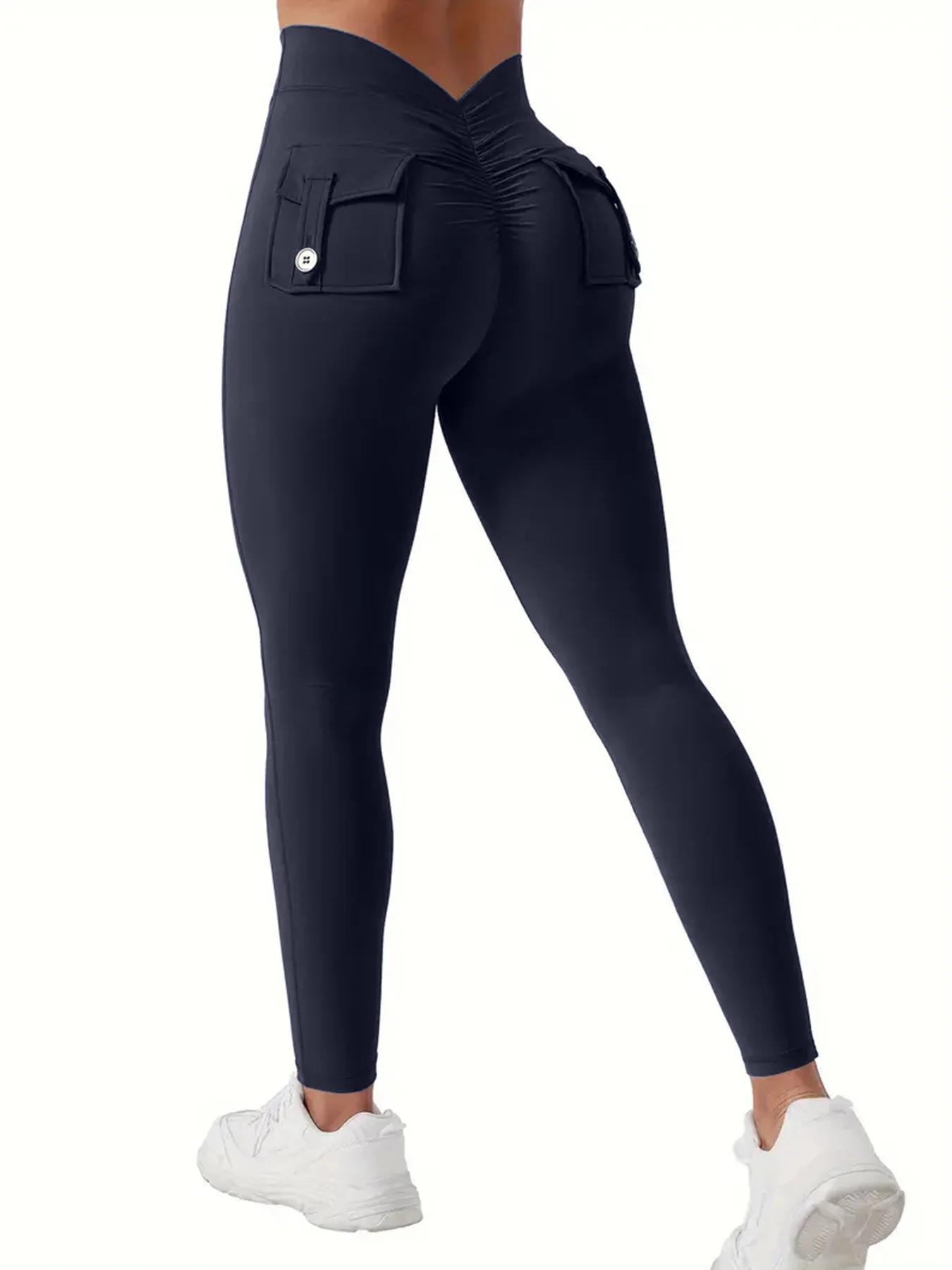 Soft Women Sports Leggings Pockets Gym Sexy High Waist Workout Push up Booty Scrunch Biker Pants Fitness Cycling Tights sports leggings yoga pants