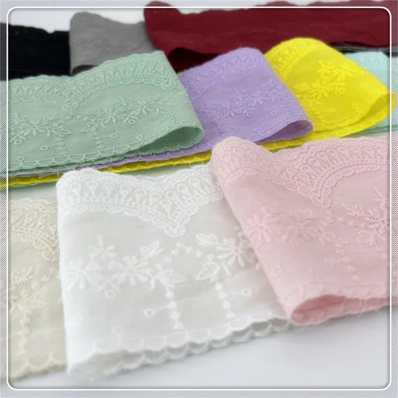 8Cm Colourful Embroideried Flower Cotton Lace Trim Ribbon Handmade Doll Skirt Decorative Clothing Accessories