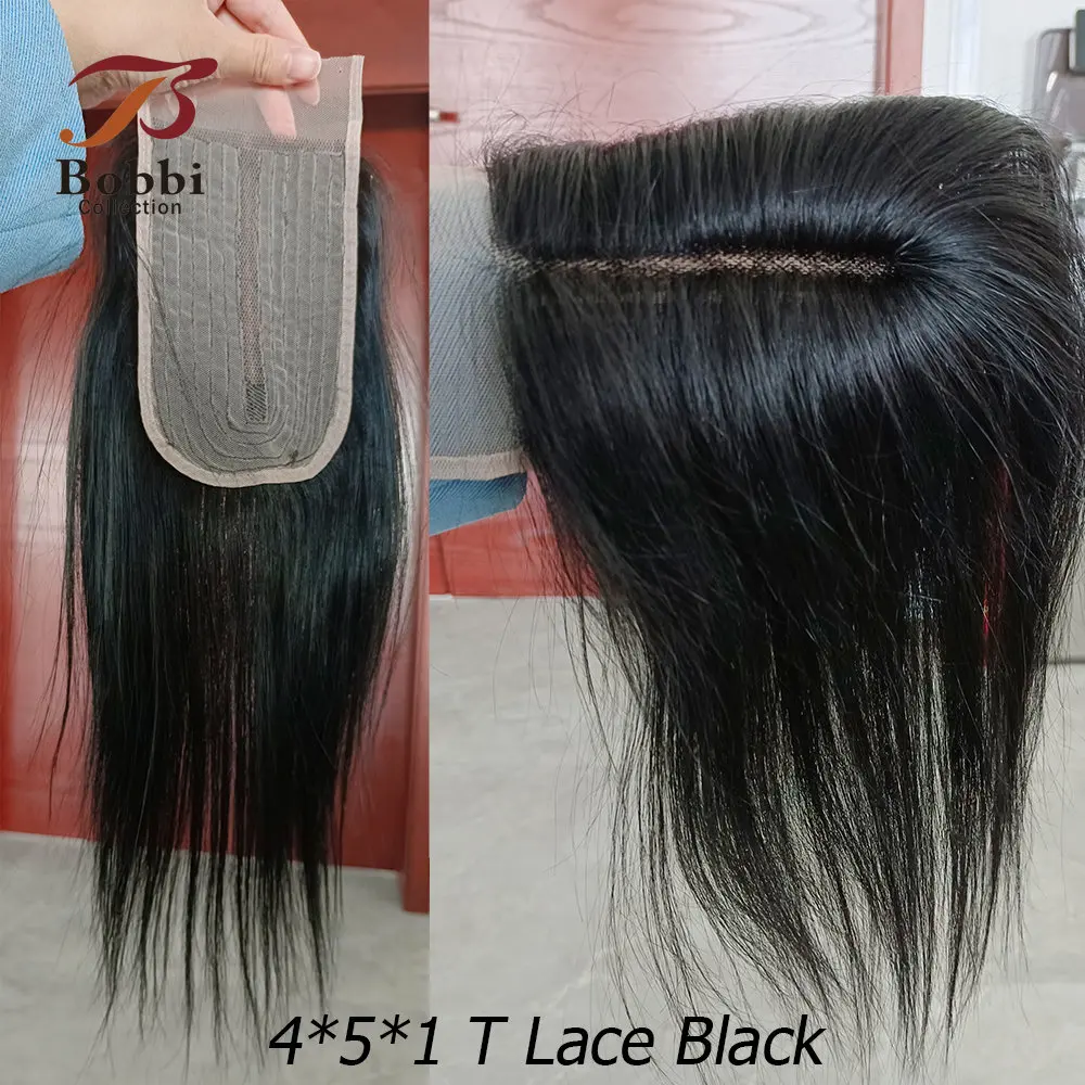 #1 Jet Black #613 Platinum Blonde 4*6 T Lace Closure Middle Part 12 inch Transparent Lace Remy Human Hair Bobbi Collection