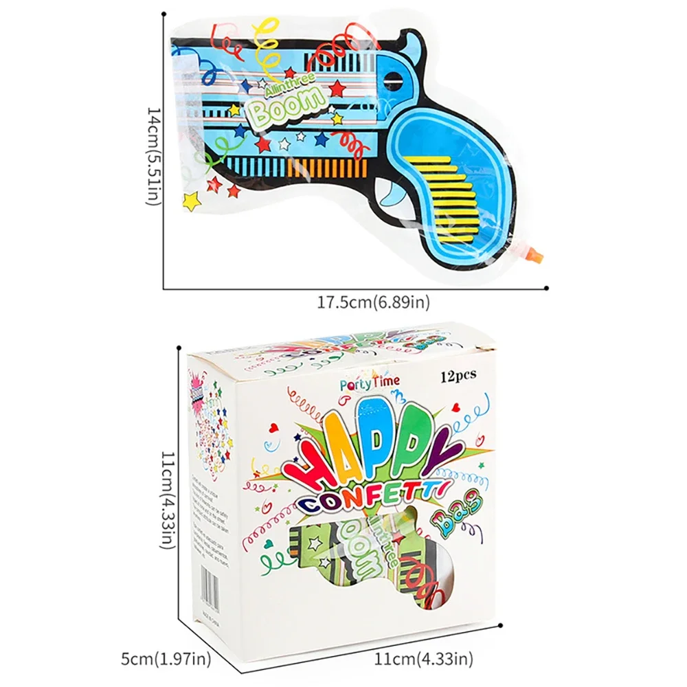 12Pcs Fireworks Gun, Handheld Confetti Self-Inflating Confetti Gun, Multicolor Supplies for Parties and Celebrations