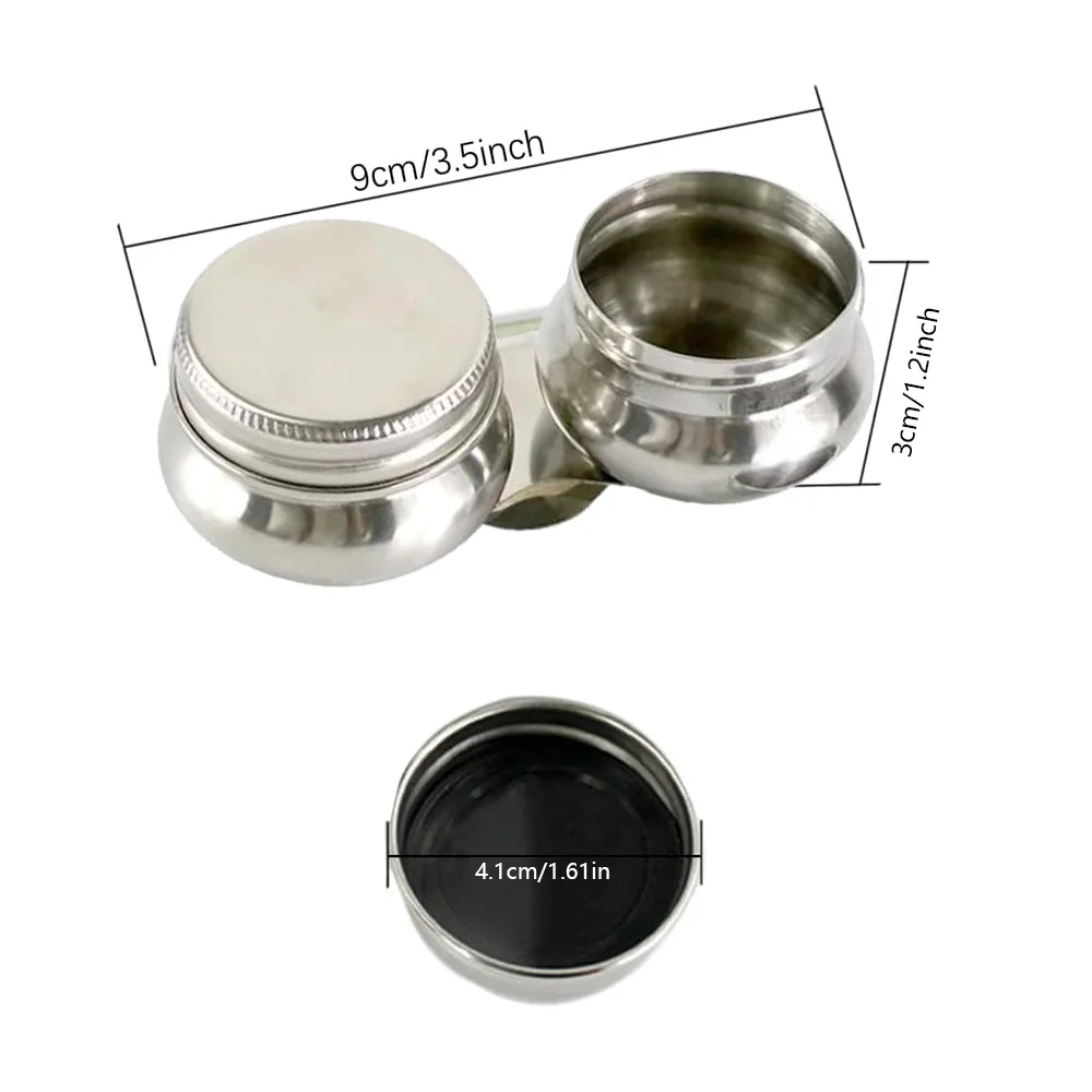 1/2pcs Stainless Steel Palette Cup Large Mouth Double Dipper Palette Cup Portable with Lid Art Oil Pot for Acrylic Oil Painting 2