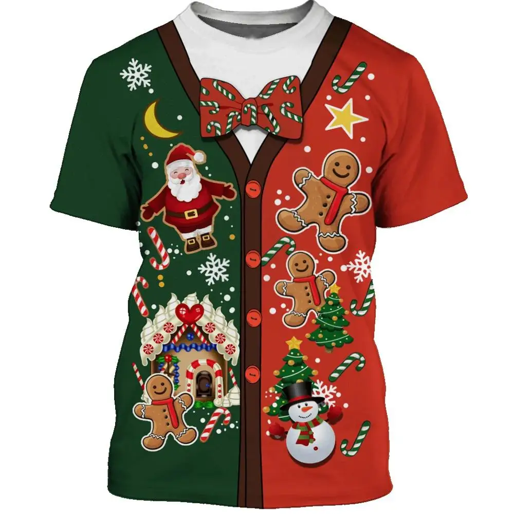 

New Christmas Men's T Shirt O-Neck Cosplay Causal 3D Print Casual Short Sleeve Tees Oversized Hip Hop Streetwear Tops Clothing
