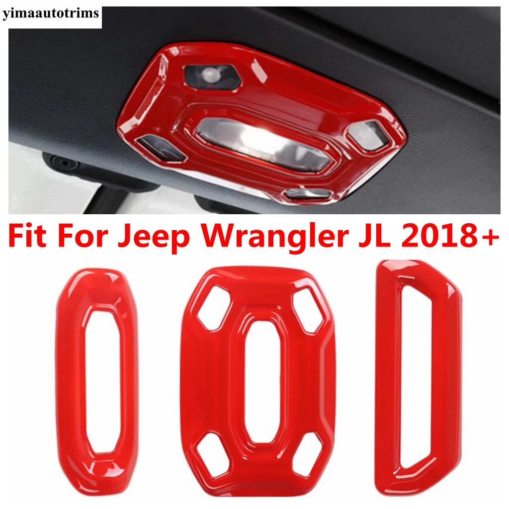 

Front Rear Upper Roof Reading Lights Lamps Frame Decoration Cover Trim For Jeep Wrangler JL 2018 - 2022 ABS Accessories Interior