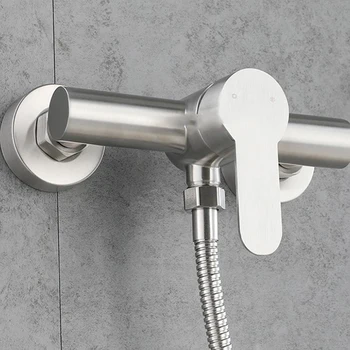 ก๊อกน้ําอ่างล้างหน้าห้องน้ําสแตนเลสเดี่ยวจับก๊อกน้ําอ่างล้างจานเย็นและน้ําร้อนผสมอ่างอาบน้ําแตะพร้อมชุดฝักบัว 1