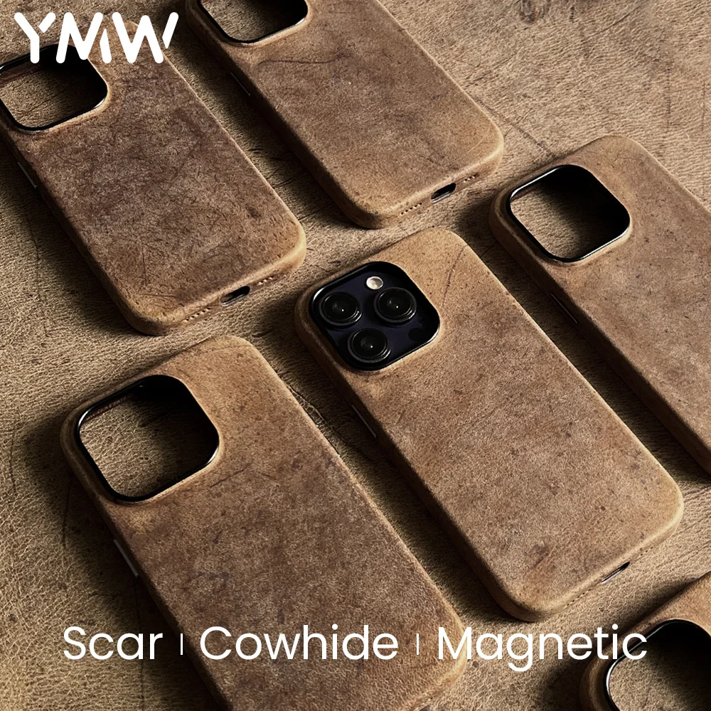 Coque En Cuir Véritable Pour IPhone 11 à 17 - Rétro Avec Porte-Cartes Et Aimant