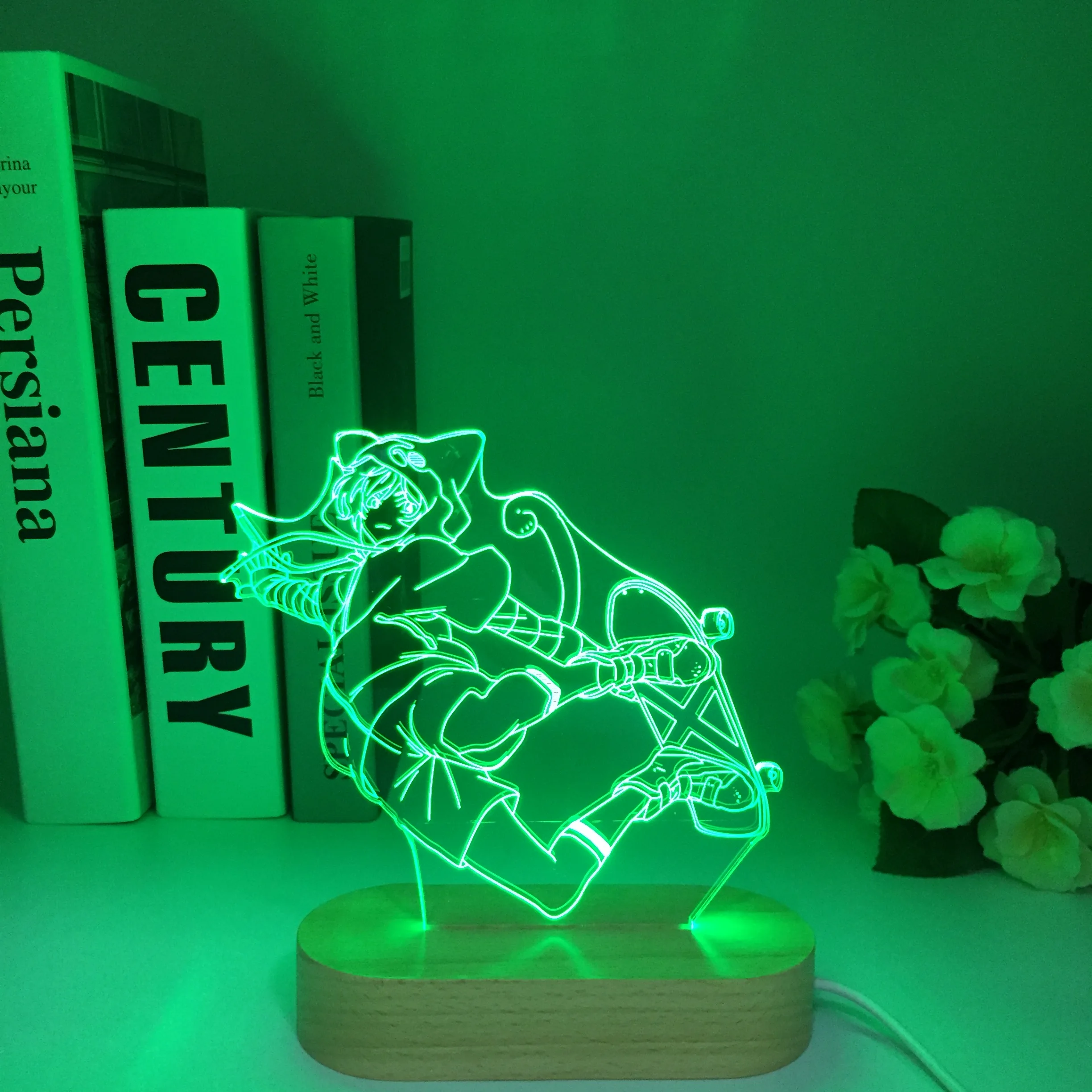 Sk8 The Infinity Langa Hasegawa Skateboard Wood 3D Lamp Action Figure Led Nightlight 7 Color Touch Table Room Decor Night Light