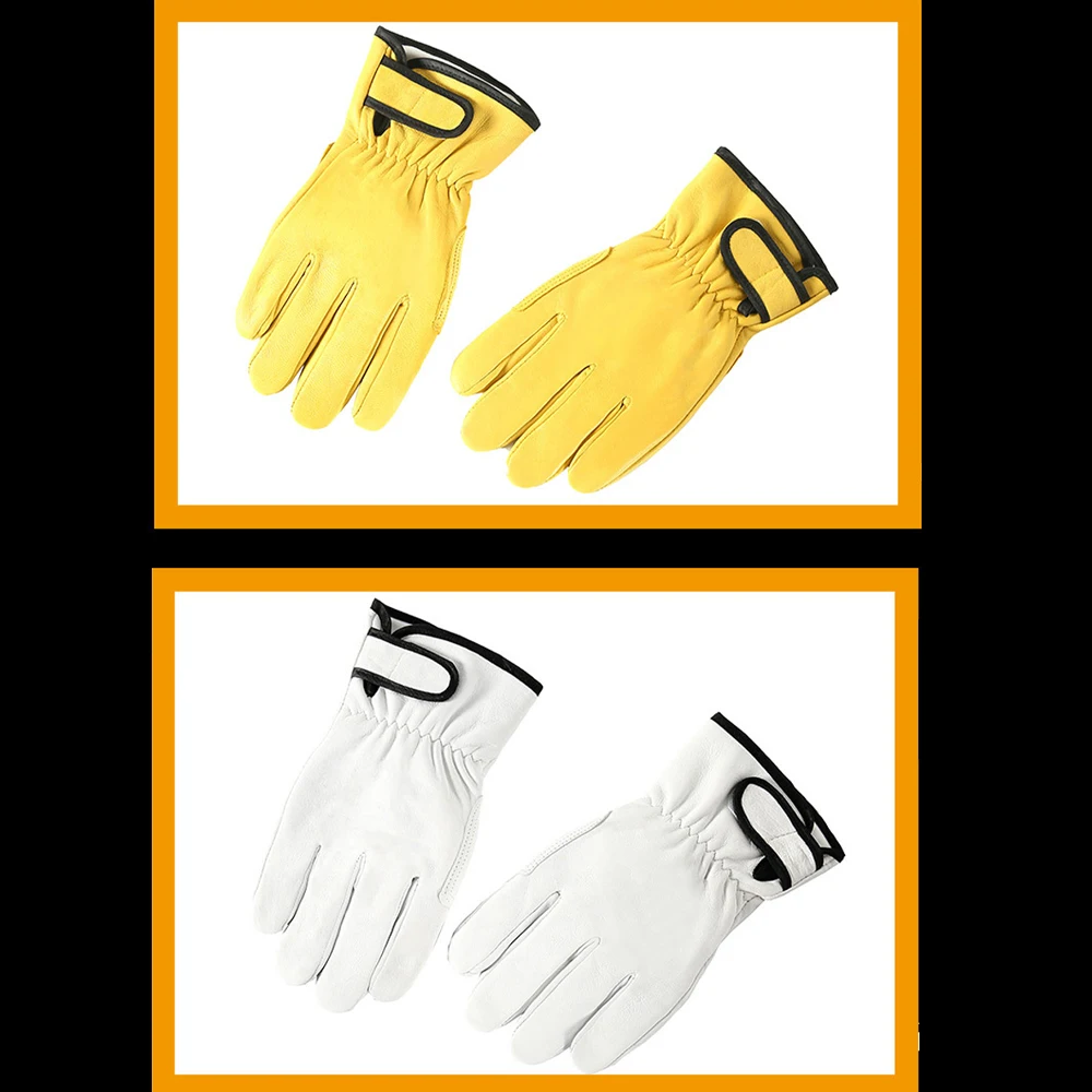 Work gloves sheepskin leather workers work welding safety protection garden sports motorcycle driver wear-resistant gloves 5