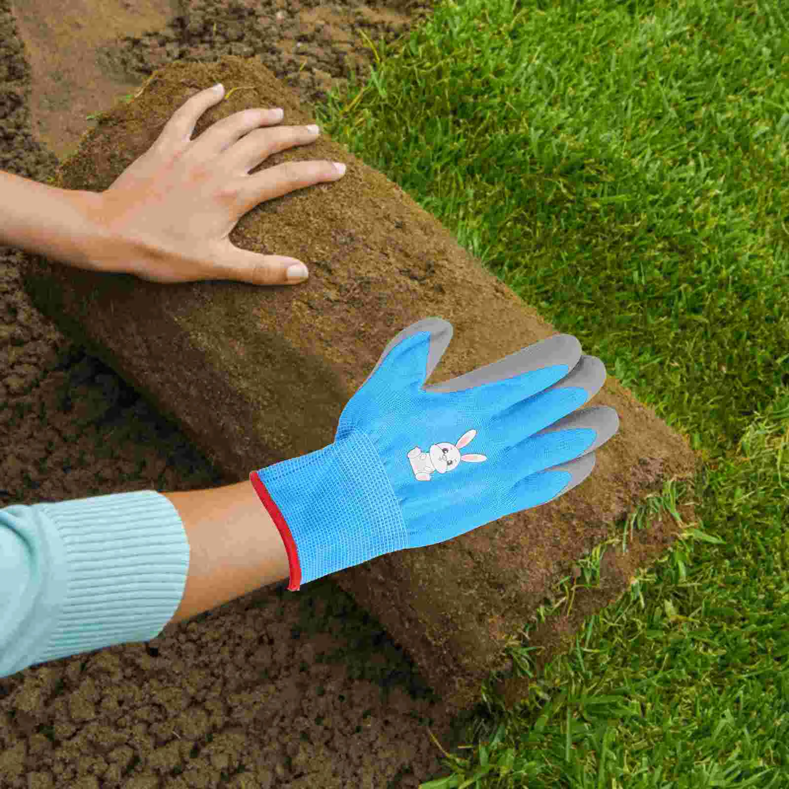 

4 Pairs Children's Gloves Gardener Working Riding Outdoor Household Protective Emulsion