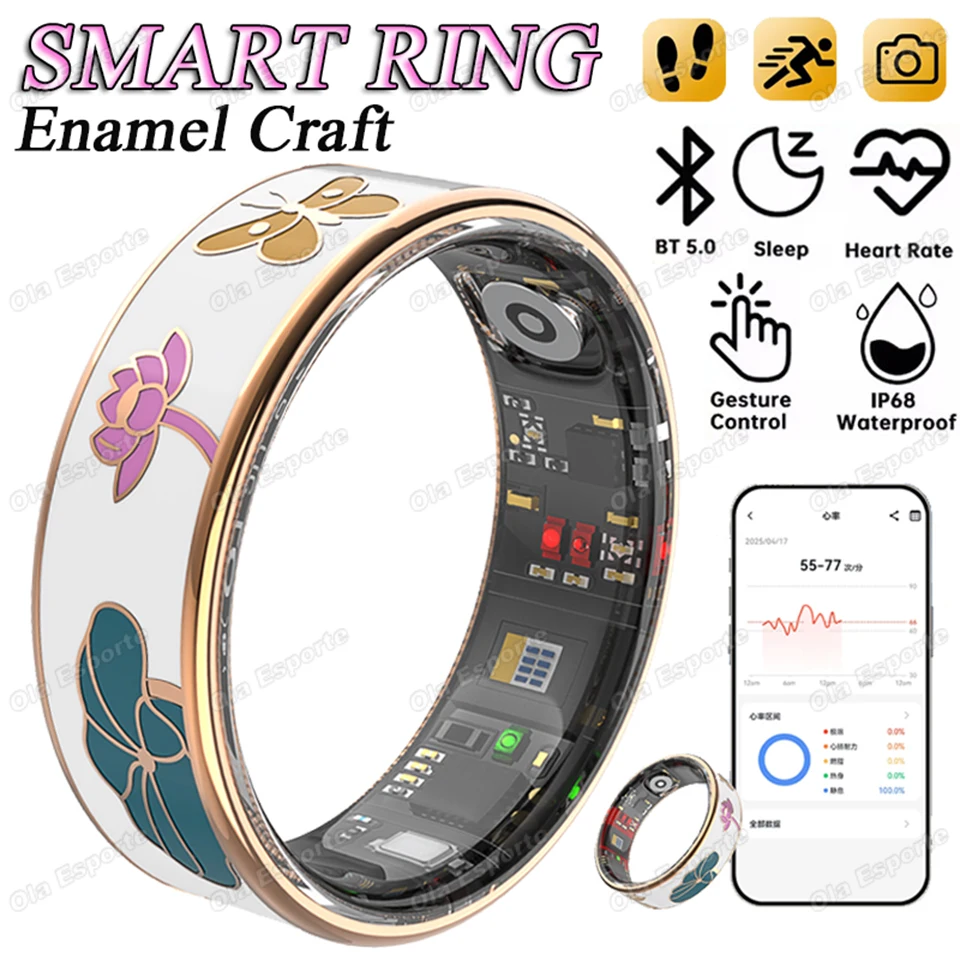 2026 New Color Enamel Craftsmanship Smart Ring Women For Android&IOS 5ATM Waterproof HRV Test Health&Sleep Monitoring Man Gifts 1
