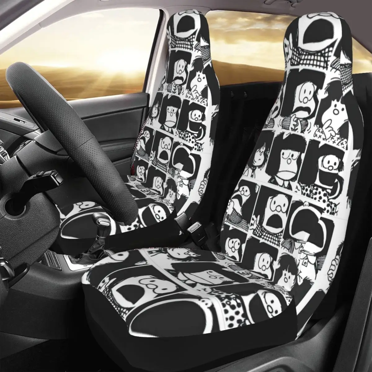 

Mafalda Car Seat Cover Custom Printing Universal Front Protector Accessories Cushion Set
