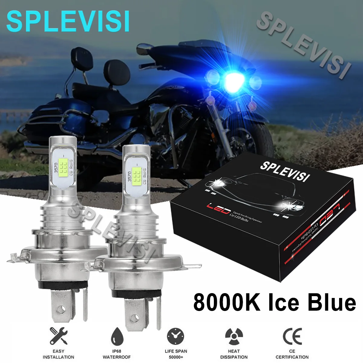 

Фара мотоциклетная голубая для Yamaha Stratoliner2006-2014 Stratoliner S 06-2014Stryker 2011-2016аксессуары для мотоциклов, 2x70 Вт