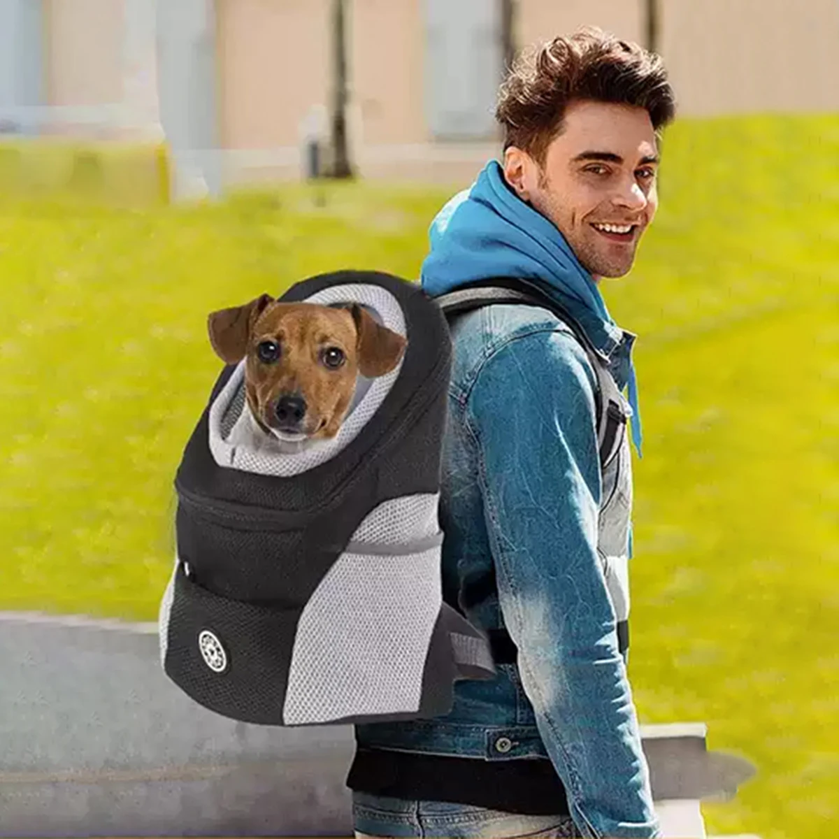 Breathable Pet Carrier Backpack-Mesh & Oxford Fabric, S/M/L (11.8-21.65in) with Safety Strap for Travel/Vet (0.4-0.6kg)