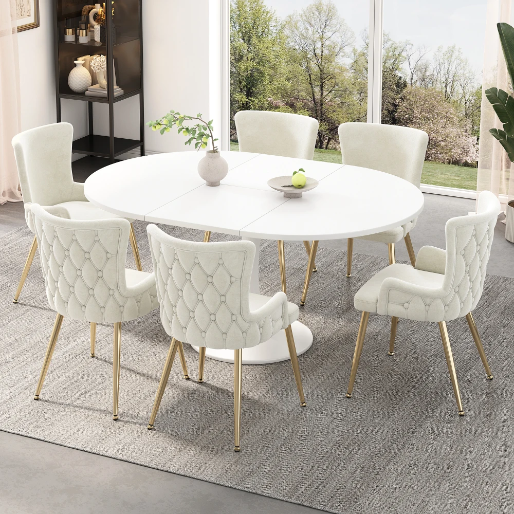 Samt-Esszimmerstuhl, luxuriöser Loungesessel für das Wohnzimmer und Schlafzimmer mit vier silbernen Metallstützbeinen, mehrere Kombinationsmethoden – Detail 7
