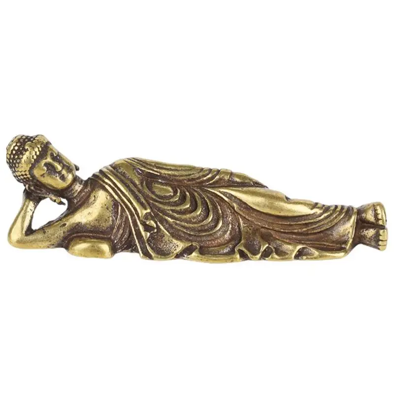 

Resting Buddha Statue Brass Reclining Buddha Figurines Brass Buddha Statues And Sculptures Retro Desk Ornament For Living Room