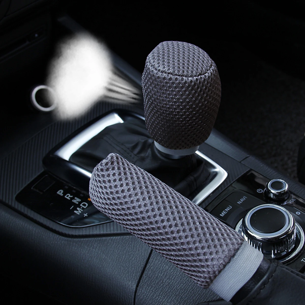 Car Interior Accessories 2 piece sandwich mesh breathable car handbrake set gear set car interior supplies four seasons general