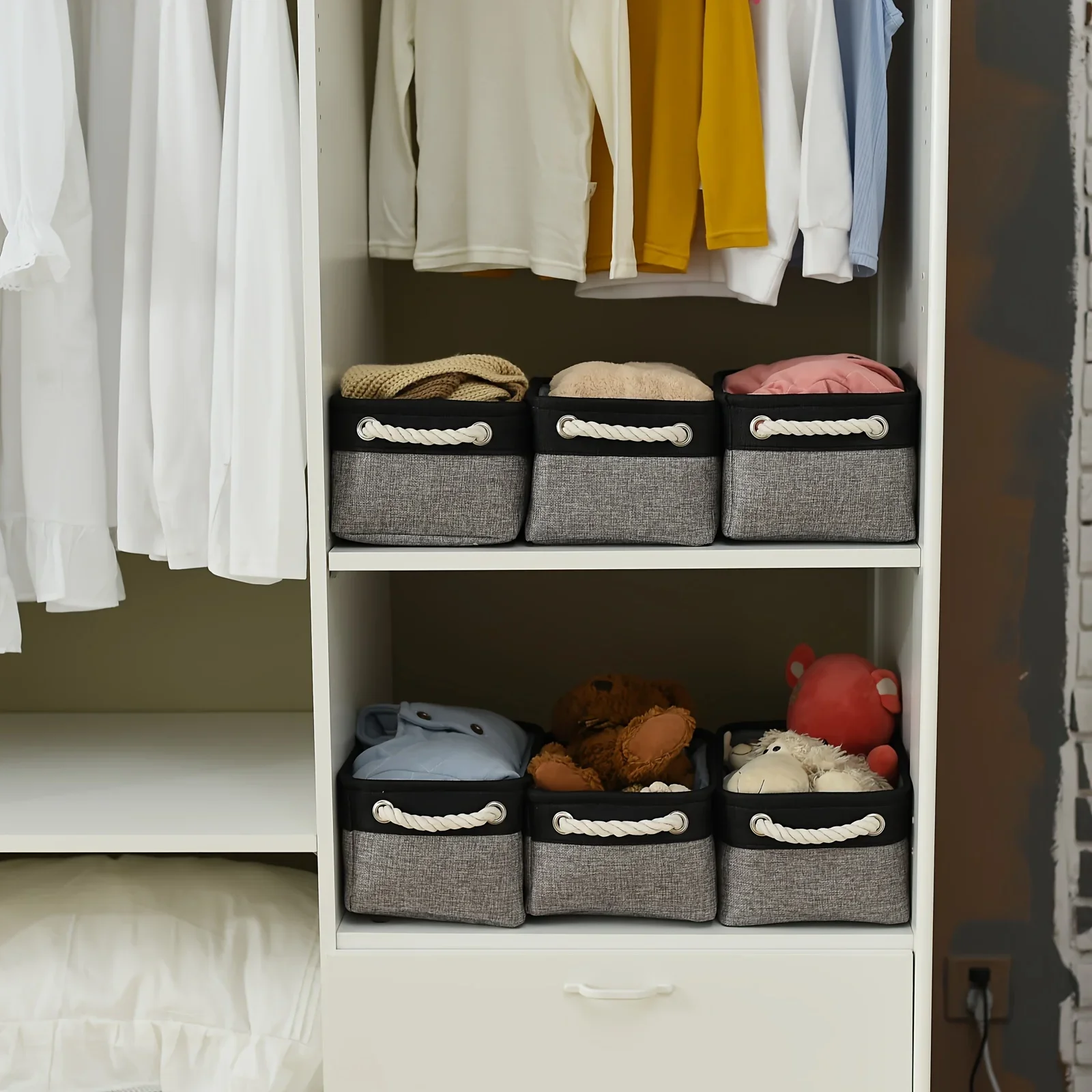 Foldable Small Storage Baskets, Which Are Fabric Storage Cubes Used for Organizing Clothes, Can Also Be Used To Decorate Toys. 2