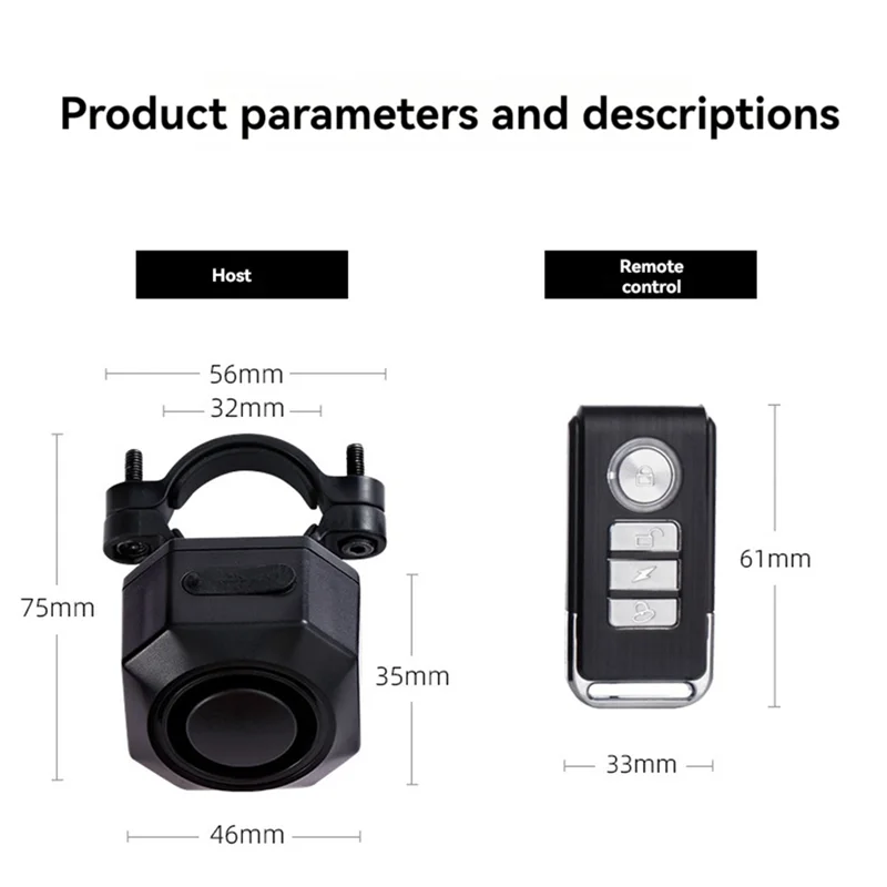 A45U Bike Vibration Alarm USB Charging Burglar Motorcycle Bike Security Alarm With Remote Control