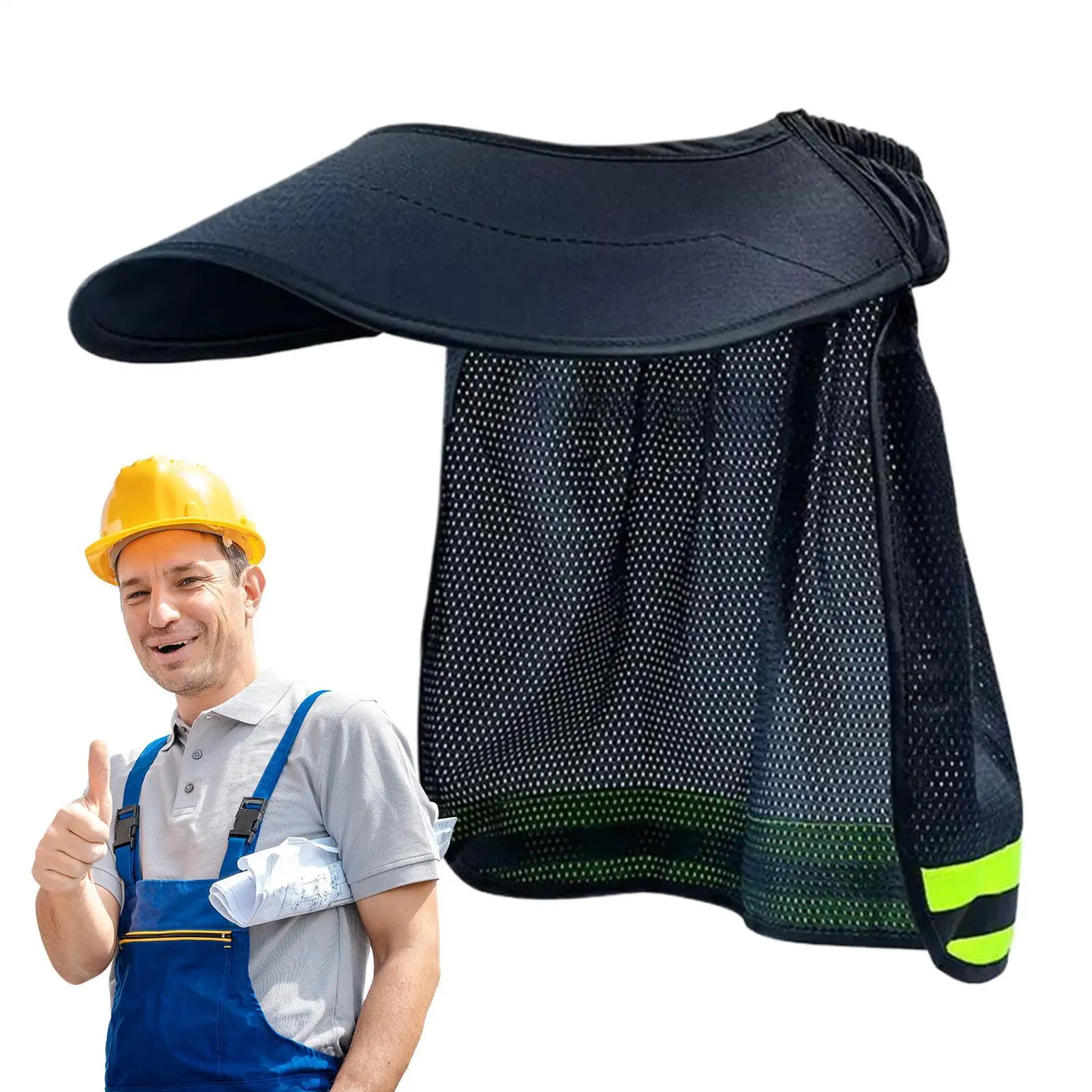 Hard Hat Shade Mesh Neck Sun Shield Reflective Strip Protective Helmet Attachment Reflective Cap Cover for Construction Workers