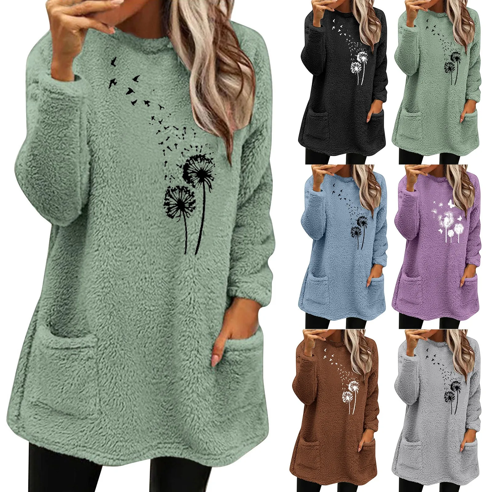 

Womens Winter Coat Loose Wool Jacket Long Sleeved Jumper With Pockets Ethnic preppy style ropa mujer Outfits