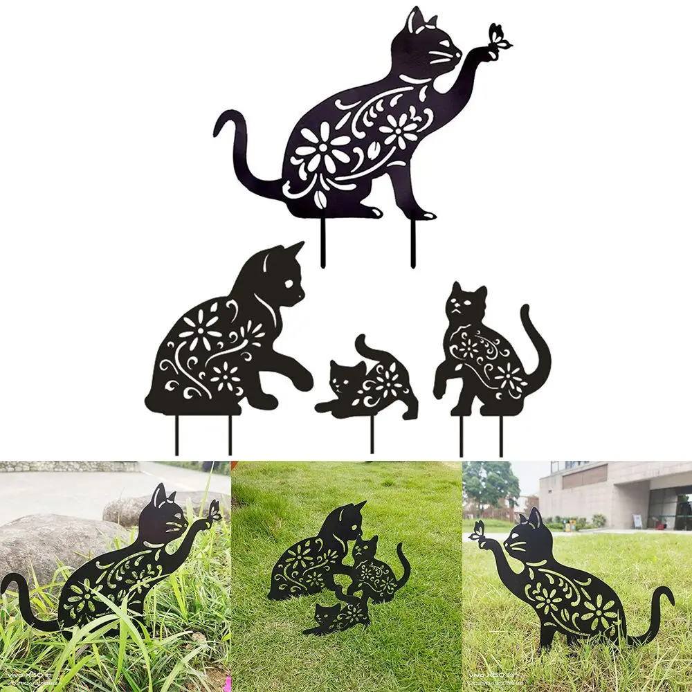 

Garden Statue Landscape Sculpture Silhouette Stakes Lovely Cat Silhouette Cat Decoration Pile Plug-in Posts Standing
