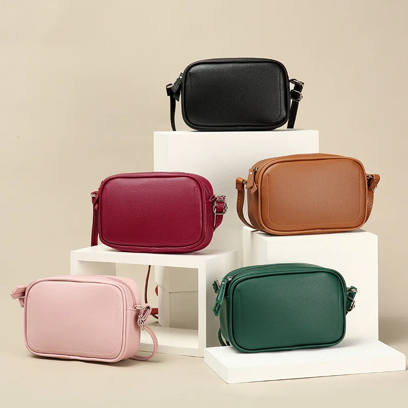 Women's Shoulder Bags Simple Zipper Designer High Quality Leather Messenger Bags Handbags Solid Color Females Crossbody Bag