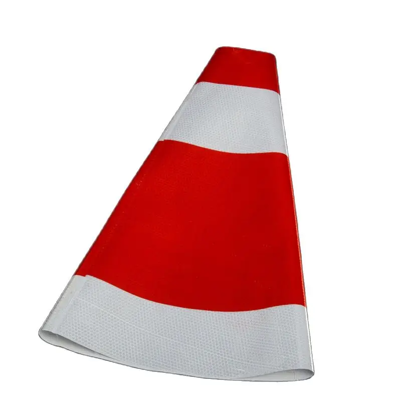 52.5cm*9cm*33.5cm Red White PVC Reflective Traffic Sleeve White Reflective Cover For Road Safety Cone