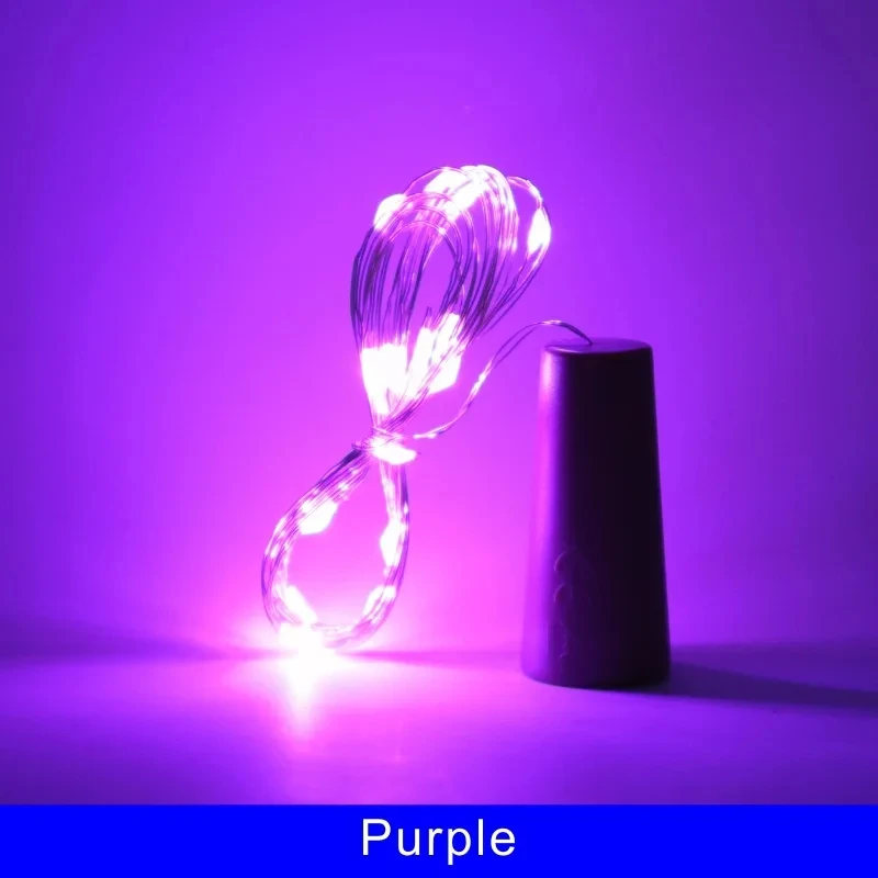 thumbnail image 1 of 1 pieza de 2 metros, 20 LED, 1 metro, 10 LED, cadena de luces de corcho para botellas, para Navidad, bodas y fiestas, 1 of 5