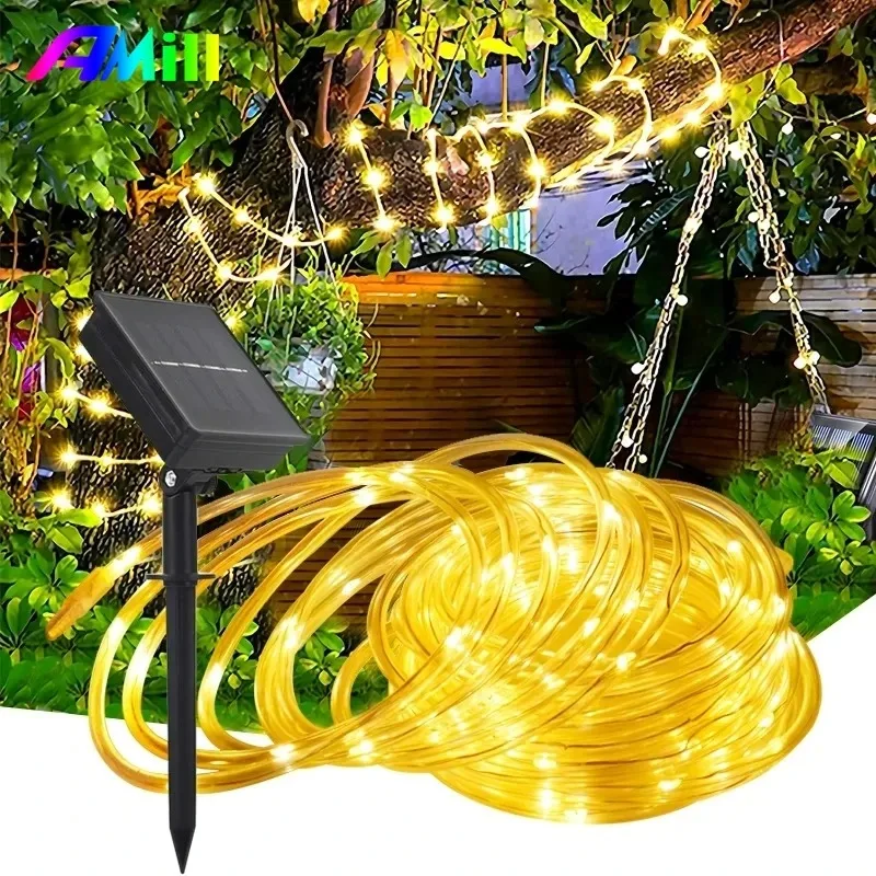 

Outdoor Solar Tube Rope Led Light Garden Pathway Garland Decoration Fairy String Light 10M/5M Outdoor Wedding Party Led Lamp