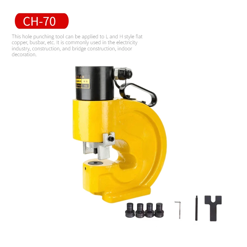 

New Hydraulic Puncher CH-70 35T Hydraulic Punch Device Tools Copper/ Aluminum/ Iron Row Punching Machine+Manual Hydraulic Pump