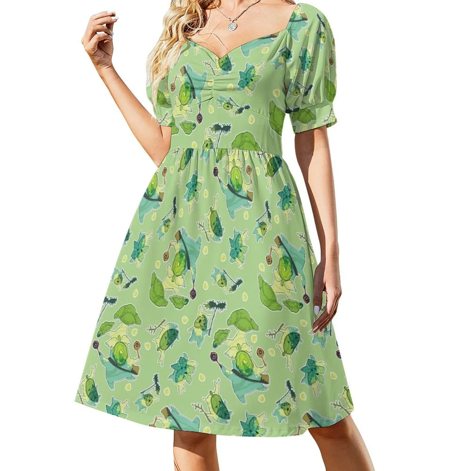 thumbnail image 1 of Vestido de manga corta con estampado Korok, ropa de mujer coreana, elegante vestido de noche para mujer, vestido elegante de lujo para mujer, 1 of 7