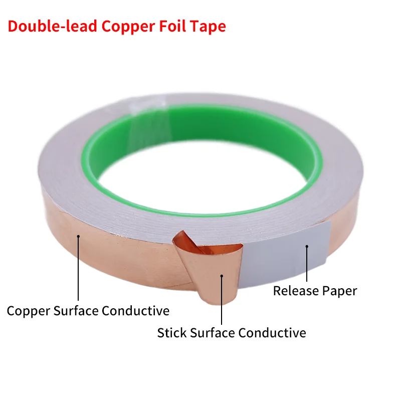10/20/50M Copper Foil Tape Lijm Enkele Dubbelzijdig Geleidende Slak Emi Afscherming Diy Circuit Elektrische reparatie Tapes