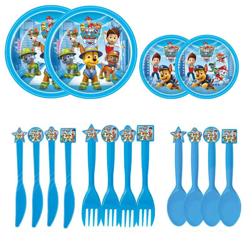Paw Patrol Decoration Birthday Party Supplies Kids Canine Patrol Theme Tableware Set Chase Dog Balloon Deco Happy Banner For Boy