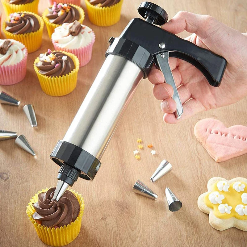 Baking Pastry Piping Tool Set Including Piping Bag, Cake Decorating Tools,  Cookie Press Gun