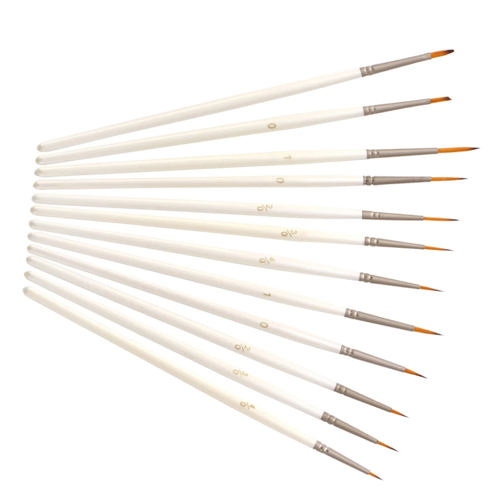 12Pcs Detail Paint Brush Set Miniature Nylon Hair Paintbrushes for Fine Detailing Acrylic/ Watercolor/ Gouache/ Pigment 4