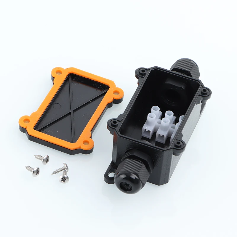 Plastic waterproof junction box black PC flame-retardant LED light junction box outdoor rain-proof electrical instrument seali