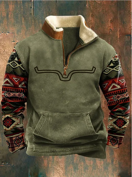 Spring Autumn New Men Wool Collar Half-zipper Hoodies Sweatshirts Print Casual European American Trend Jacket Long-sleeved Tops