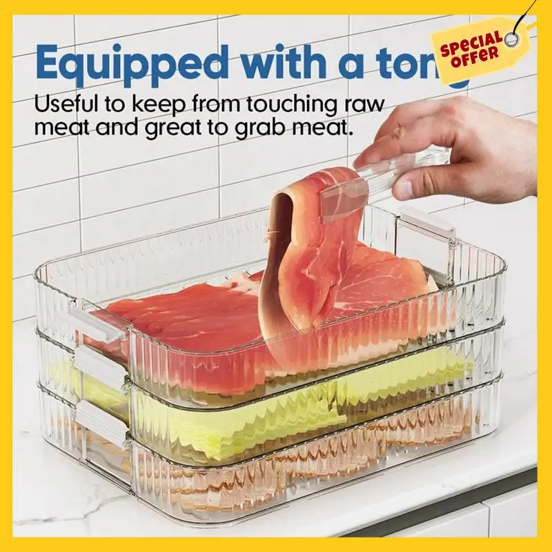 Meat Container For Fridge Organizers And Storage, Lunch Meat Container For Refrigerator Organizing, Containers With Lids Durable