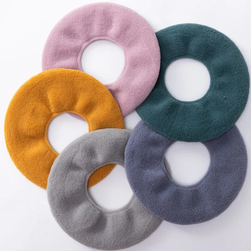 1Pcs Winter Warm Toilet Seat Cover Closestool Mat Washable Bathroom Accessories Knitting Pure Color Soft O-shape Pad Bidet Cover 2