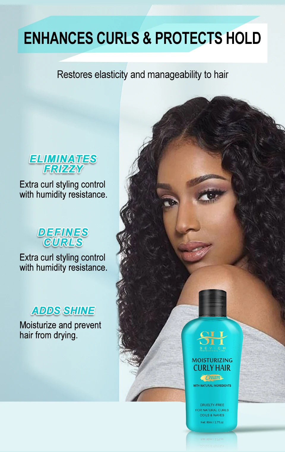 Description Picture 6 of itemSevich New Styling Curl Boost Defining Cream Moisturizing Repair Curl Styles Bounce Curl Spray Sculpting Boost Hair Conditioner