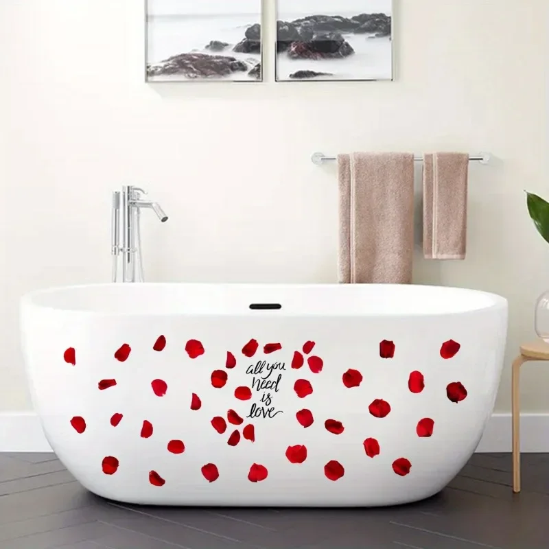 Rose petal pattern bathtub sticker, PVC waterproof and anti slip bathtub sticker, bathroom and bathroom decoration sticker