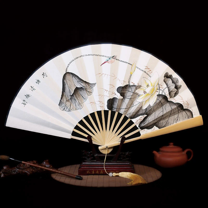 

Hand Drawn Folding Fan Portable Chinese Classical Calligraphy Painting Hanfu Hand Fan Decorative Cultural Craft Gift Ventilador