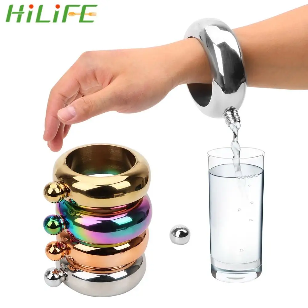 Hilife Drinkware Accessori Round Chic Hip Flask Per Whisky Vodka Alcohol 3.5 Oz Bracciale Elegante Bottiglia Di Vino Bangle Hip Flask