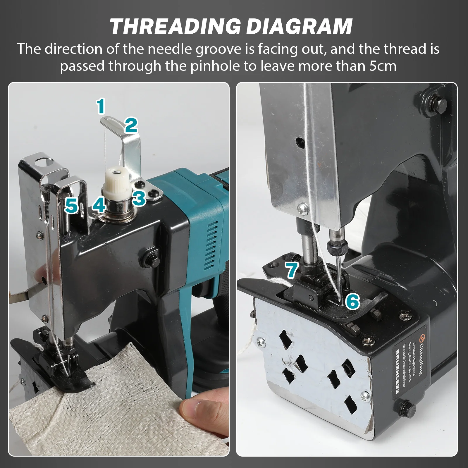 Bürstenlose Taschennähmaschine 12000 U/min Automatischer Fadenschneider Verpackungsmaschine für Vliesstoff-/Leder-/Papiertüten – Detail 1