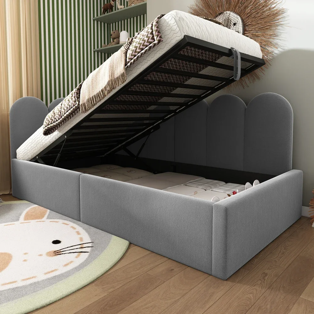 Gepolstertes Tagesbett 90 x 190 cm, Tagesbett-Schlafsofa mit hydraulischem Stauraum, Kinderbett mit Metallgitter, ohne Matratze – Detail 12